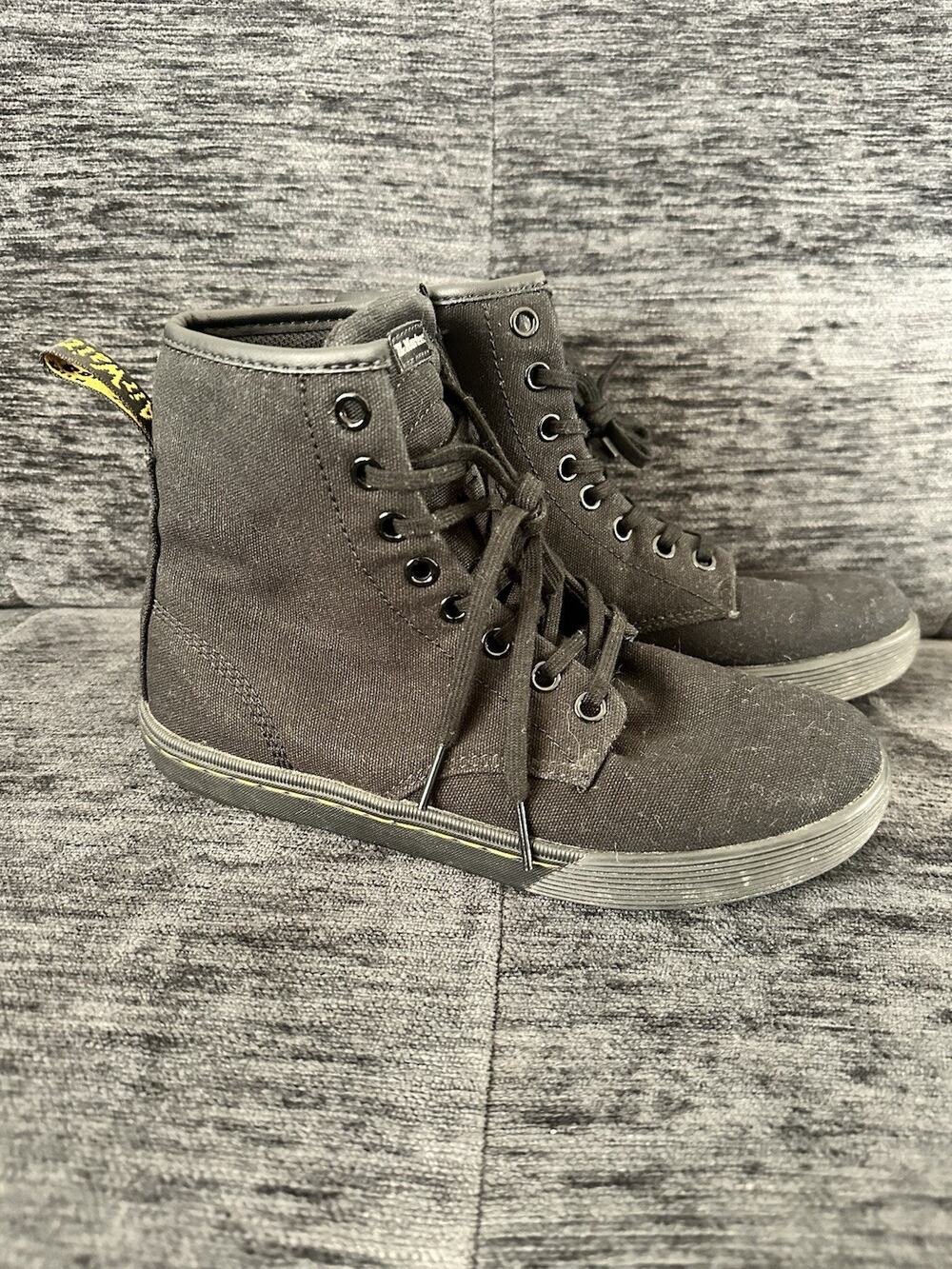 Dr Martens Canvas Tie Up Black Ankle Casual Boots Womens Size 6